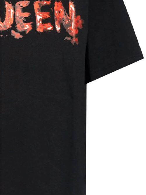 T-shirt nera con logo sul davanti Alexander McQueen | 794578QTABO0512